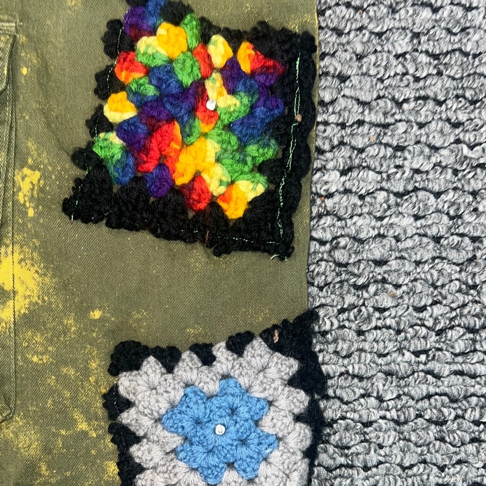 Yellow Splatter Crochet Patch Vest - image 3